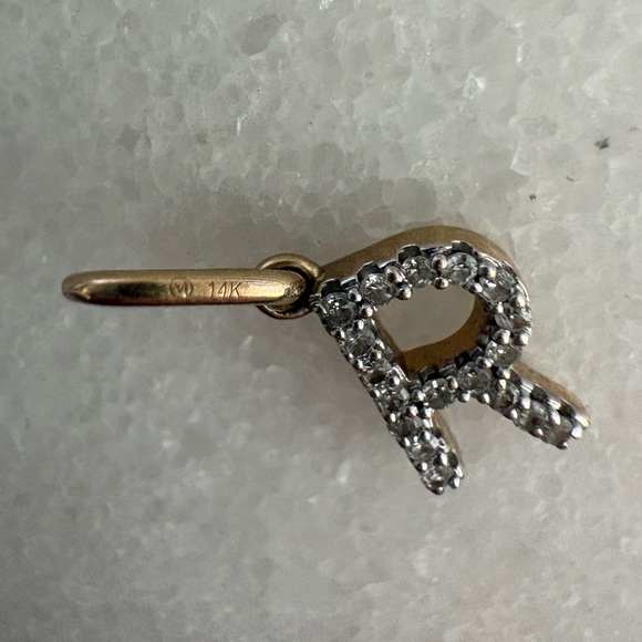 Mejuri 14k Diamond Initial 'R' Charm - Picture 3 of 5
